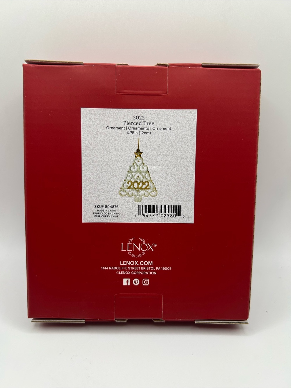 NEW Lenox 2022 Ceramic Tree Ornament with Gold Accents - Picture 5 of 5